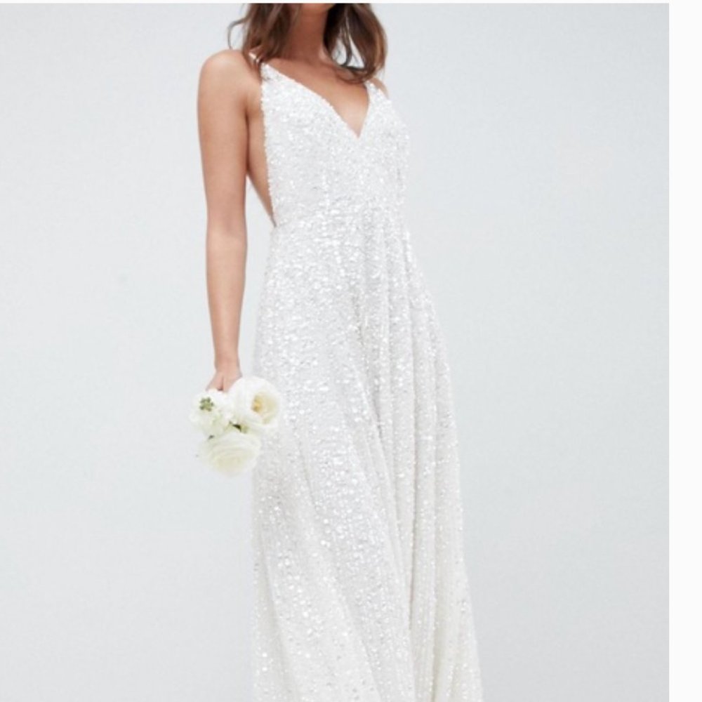 NEVER BEEN WORN NWT ASOS 'Joni' Sequin Wedding Dress (US 10 UK 12)